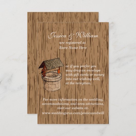 Rustic Wedding Wishing Well Enclosure Card Informatiekaartje (Voorkant / Achterkant)