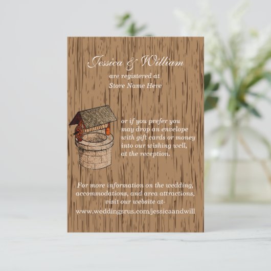 Rustic Wedding Wishing Well Enclosure Card Informatiekaartje (Staand voorkant)