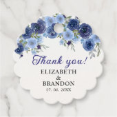 Rustic Wedding with Blue Navy Flowers Bedankjes Labels (Voorkant)