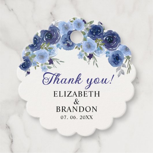 Rustic Wedding with Blue Navy Flowers Bedankjes Labels (Voorkant)