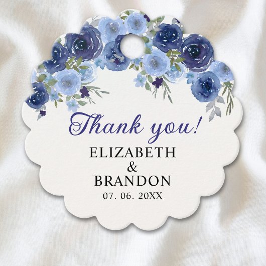 Rustic Wedding with Blue Navy Flowers Bedankjes Labels