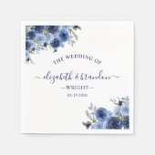 Rustic Wedding with Blue navy Watercolor Flowers Servet (Voorkant)