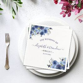 Rustic Wedding with Blue navy Watercolor Flowers Servet