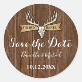 Rustic Wedding  Wood Bespaar de Datum Ronde Sticker