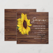 Rustic Wedding Wood Boho Chic Sunflower Save The Date (Voorkant / Achterkant)
