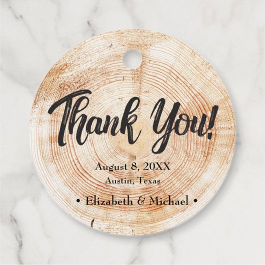 Rustic Wedding Wood Cut Bedankt Bedankjes Labels (Achterkant)