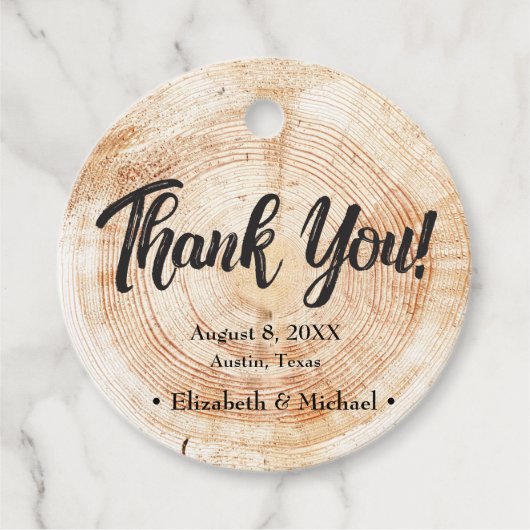 Rustic Wedding Wood Cut Bedankt Bedankjes Labels (Voorkant)