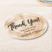 Rustic Wedding Wood Cut Bedankt Ronde Kartonnen Onderzetter (Gebogen)