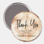 Rustic Wedding Wood Cut Dank je script Magneet (Voorkant / Achterkant)