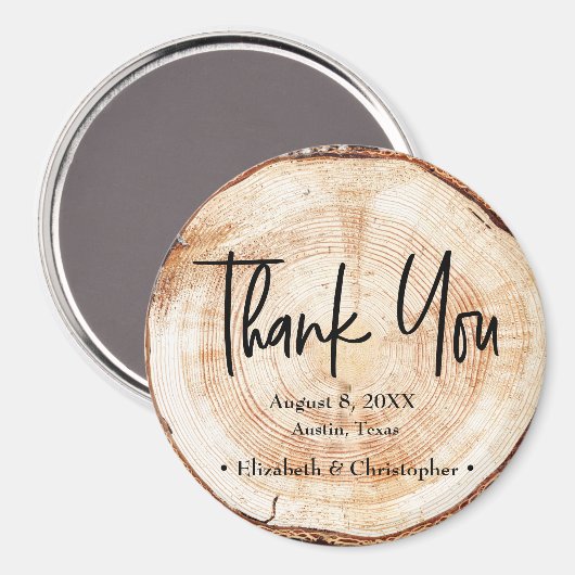 Rustic Wedding Wood Cut Dank je script Magneet (Voorkant / Achterkant)