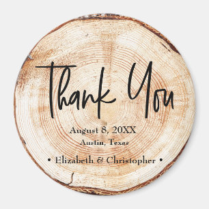 Rustic Wedding Wood Cut Dank je script Magneet