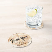 Rustic Wedding Wood Cut Dank je wel Ronde Kartonnen Onderzetter (Insitu)