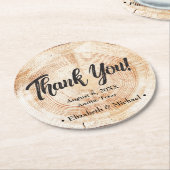 Rustic Wedding Wood Cut Dank je wel Ronde Kartonnen Onderzetter (Gebogen)