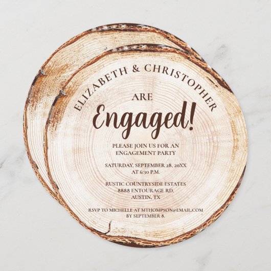 Rustic Wedding Wood Cut Grain Custom Invitation Kaart (Voorkant / Achterkant)