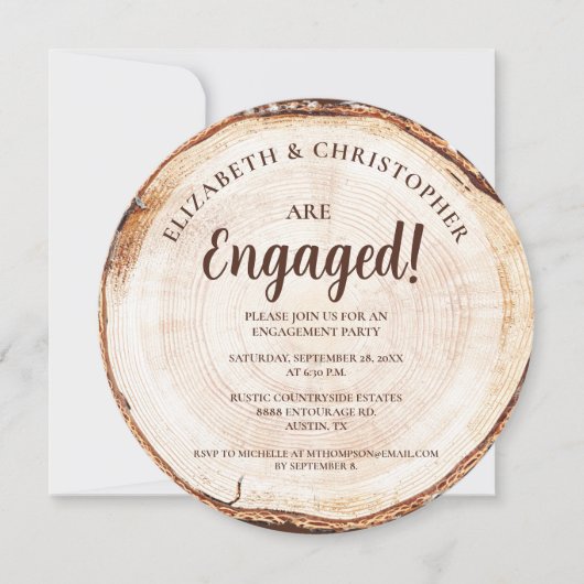 Rustic Wedding Wood Cut Grain Custom Invitation Kaart (Voorkant)