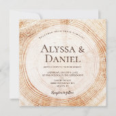 Rustic Wedding Wood Cut Grain Custom Invitation Kaart (Voorkant)