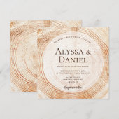 Rustic Wedding Wood Cut Grain Custom Invitation Kaart (Voorkant / Achterkant)