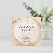 Rustic Wedding Wood Cut Grain Custom Invitation Kaart (Staand voorkant)