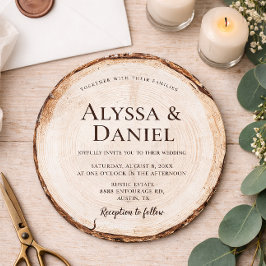 Rustic Wedding Wood Cut Grain Custom Kaart
