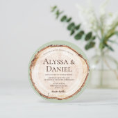Rustic Wedding Wood Cut Grein Green Custom Kaart (Staand voorkant)