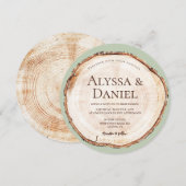 Rustic Wedding Wood Cut Grein Green Custom Kaart (Voorkant / Achterkant)
