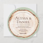 Rustic Wedding Wood Cut Grein Green Custom Kaart (Voorkant)