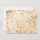 Rustic Wedding Wood Cut Slice Mail als reactie RSVP Kaartje (Achterkant)