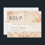Rustic Wedding Wood Cut Slice Mail als reactie RSVP Kaartje<br><div class="desc">Verbeter de rustieke charme van uw houten boomschors rustieke bruiloft met onze maaltijdkeuzes RSVP-kaarten. Deze kaarten zijn niet alleen een praktisch onderdeel van uw huwelijksplanning; ze zijn een persoonlijke en rustieke touch die de natuurlijke schoonheid van uw feest aanvult. Het ontwerp van de houten boomschors voegt een rustiek en organisch...</div>