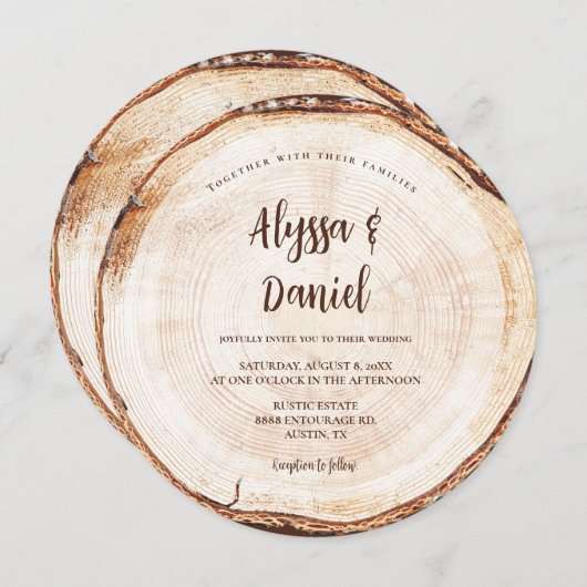 Rustic Wedding Wood Cut Unique Custom Kaart (Voorkant / Achterkant)