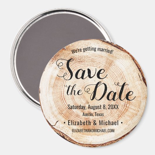 Rustic Wedding Wood Grain Bouw Aangepast Magneet (Voorkant / Achterkant)