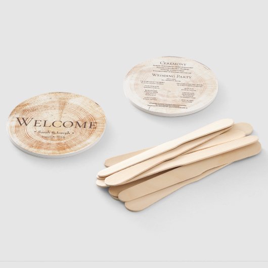 Rustic Wedding Wood Grain Bridal Handwaaier (Niet-gemonteerd)