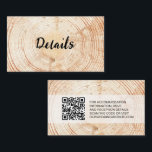Rustic Wedding Wood Grain Details QR Code Sjabloon<br><div class="desc">Creëer een onvergetelijke en informatieve ervaring voor uw bruiloftsgasten met onze Rustic Wedding Wood Grain Details QR code Sjabloon. Met deze aanpasbare bijsluiterkaart kunt u alle benodigde informatie voor uw speciale dag verstrekken. Personaliseer deze kaart door uw huwelijkswebsite toe te voegen, waardoor gasten gemakkelijk toegang hebben tot extra details en...</div>