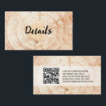 Rustic Wedding Wood Grain Details QR Code Sjabloon<br><div class="desc">Creëer een onvergetelijke en informatieve ervaring voor uw bruiloftsgasten met onze Rustic Wedding Wood Grain Details QR code Sjabloon. Met deze aanpasbare bijsluiterkaart kunt u alle benodigde informatie voor uw speciale dag verstrekken. Personaliseer deze kaart door uw huwelijkswebsite toe te voegen, waardoor gasten gemakkelijk toegang hebben tot extra details en...</div>