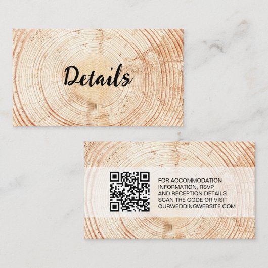 Rustic Wedding Wood Grain Details QR Code Sjabloon (Voorkant / Achterkant)