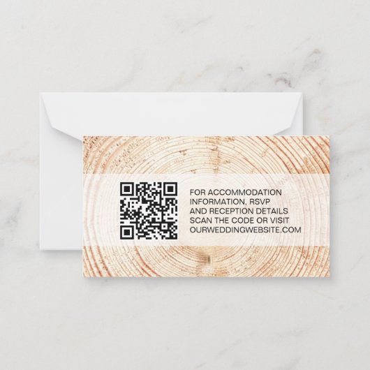 Rustic Wedding Wood Grain Details QR Code Sjabloon (Achterkant)