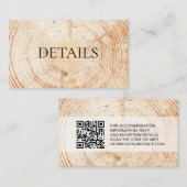 Rustic Wedding Wood Grain Details QR Code Sjabloon (Voorkant / Achterkant)