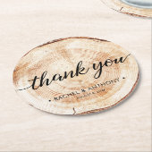 Rustic Wedding Wood Grain Hartelijk dank Ronde Kartonnen Onderzetter (Gebogen)
