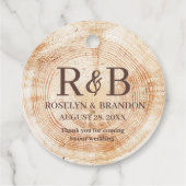 Rustic Wedding wood grain Monogram bedankt Bedankjes Labels (Achterkant)