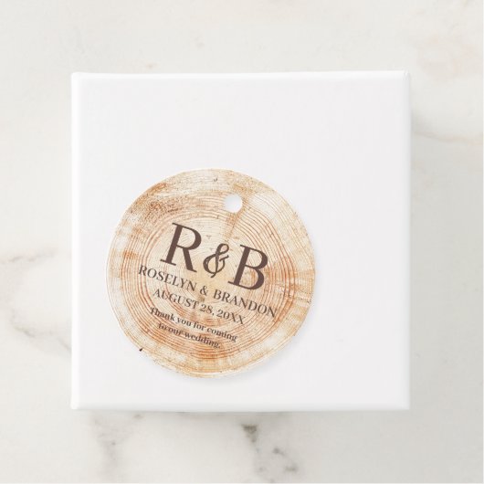 Rustic Wedding wood grain Monogram bedankt Bedankjes Labels (In situ)