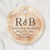 Rustic Wedding wood grain Monogram bedankt Bedankjes Labels (Voorkant)