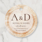 Rustic Wedding wood grain Monogram thank you Bedankjes Labels (Achterkant)