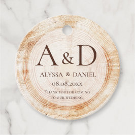 Rustic Wedding wood grain Monogram thank you Bedankjes Labels