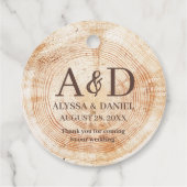 Rustic Wedding wood grain Monogram thank you Bedankjes Labels (Achterkant)