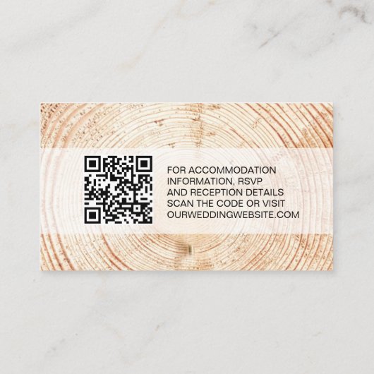 Rustic Wedding Wood Grain QR code Script Details Informatiekaartje (Achterkant)