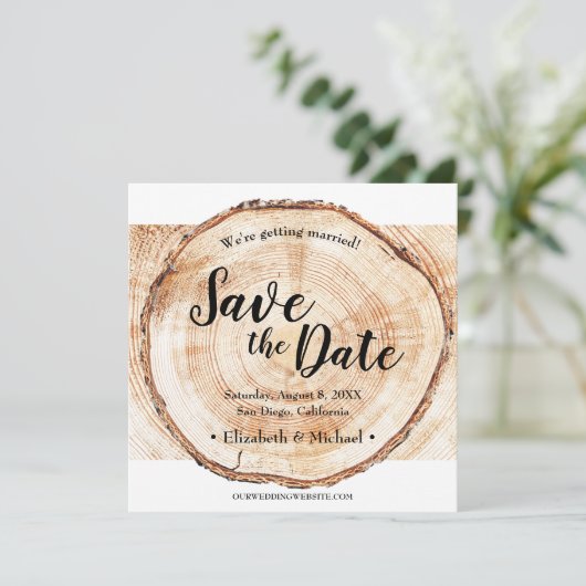Rustic Wedding Wood Grain slaat de datumfoto op (Staand voorkant)