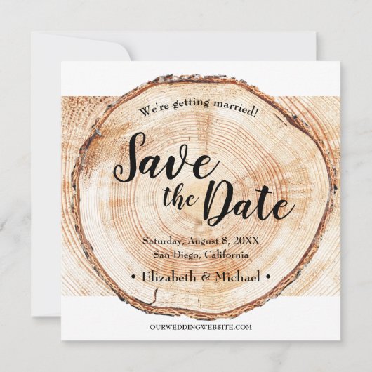 Rustic Wedding Wood Grain slaat de datumfoto op (Voorkant)