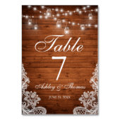 Rustic Wedding Wood Jar Lights Lace Kaart (Voorkant)