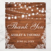 Rustic Wedding Wood Lace String Lights Hartelijk d Wijn Etiket (Enkel label)