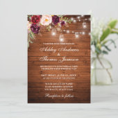 Rustic Wedding Wood Licht Jars Floral Kaart (Staand voorkant)