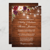 Rustic Wedding Wood Licht Jars Floral Kaart (Voorkant / Achterkant)